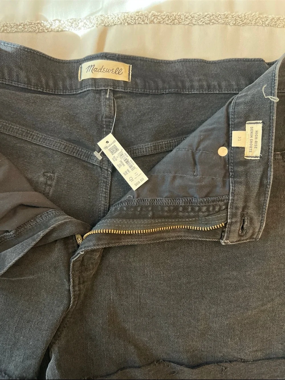 Madewell Black High-Rise Denim Shorts